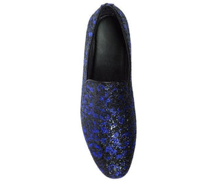 Erin Metallic Sparkle Paisley Glitter Tuxedo Slip On Smoking Slippers