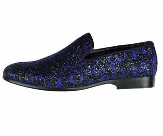 Erin Metallic Sparkle Paisley Glitter Tuxedo Slip On Smoking Slippers