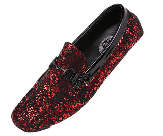 Monty Metallic Spatter Driver W/ Black Bit Driving Moccasins 10 / Red