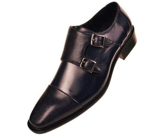 Bancroft Lizard Embossed Monk-Strap With Dual Buckle Monk Straps Navy / 10
