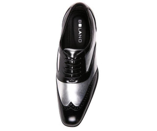 Lawson Two-Tone Metallic Black Smooth Lace Up Oxford Dress Shoe Oxfords