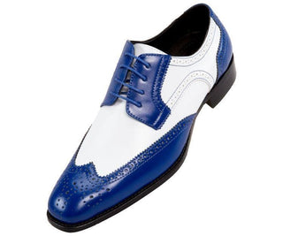 Elwyn Two-Tone Smooth Wingtip Derby Dress Shoe Derby Royal Blue / 10
