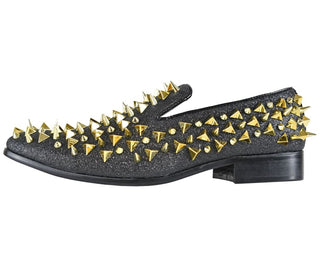 Mesa Mens Glitter Faux Suede Spiked And Studded Smoking Slipper Smoking Slippers