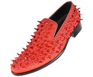 Mesa Mens Glitter Faux Suede Spiked And Studded Smoking Slipper Smoking Slippers Red / 10