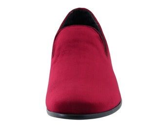 Velvet slippers for men best men's slip on dress shoes burgundy amali aries front