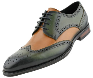 Asher Green AG3503 Men's Dress Shoes, Genuine Leather Shoes for Men, Formal Designer Shoes Multi Tone Dress Shoes for Men Wing Tip Oxford Shoes, Style AG3503