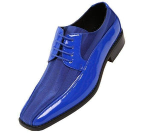 179-Dark Dark Colored Striped Satin Formal Wear Shoe Derby Royal Blue / 10