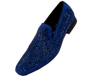 Devy Small Studded Smoking Slipper Dress Shoes Smoking Slippers Royal Blue / 10
