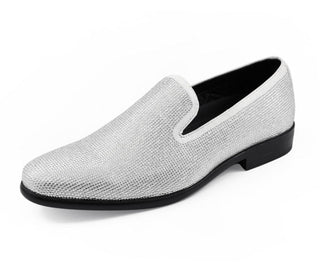 Mens sparkly mens dress shoes  white amali dazzle front